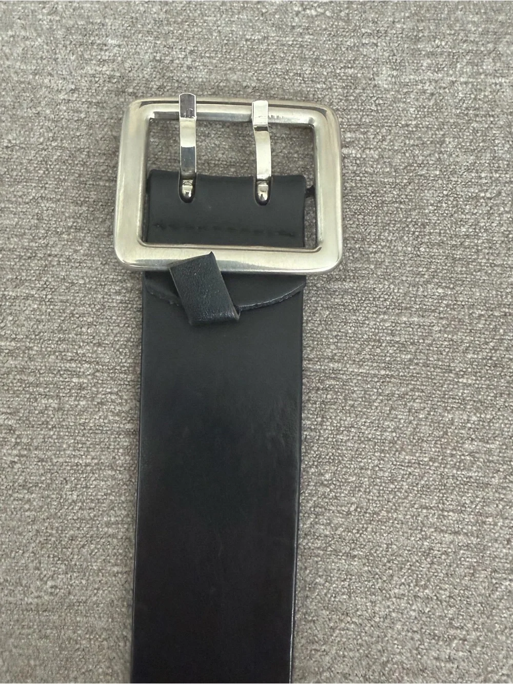Garuglieri Black Leather Double Prong Belt Made in Italy Size XL
